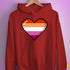 Lesbian Pride 8-Bit Pixel Heart Hoodie - Red